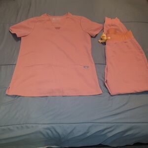 Figs Salmon Scrub Set(Small top, Small Tall Bottoms)